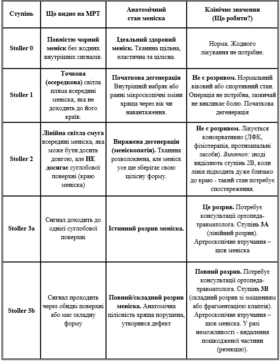 Детальний опис ступенів за Stoller