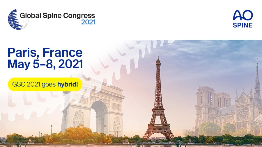 Global Spine Congress буде проводитись в м. Париж, Франція, з 5 по 8 травня 2021 року в гібридному форматі 